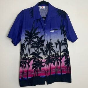 Vintage Windswept Bahamas Men's XL Tropical Hawaiian Button Down Shirt Purple